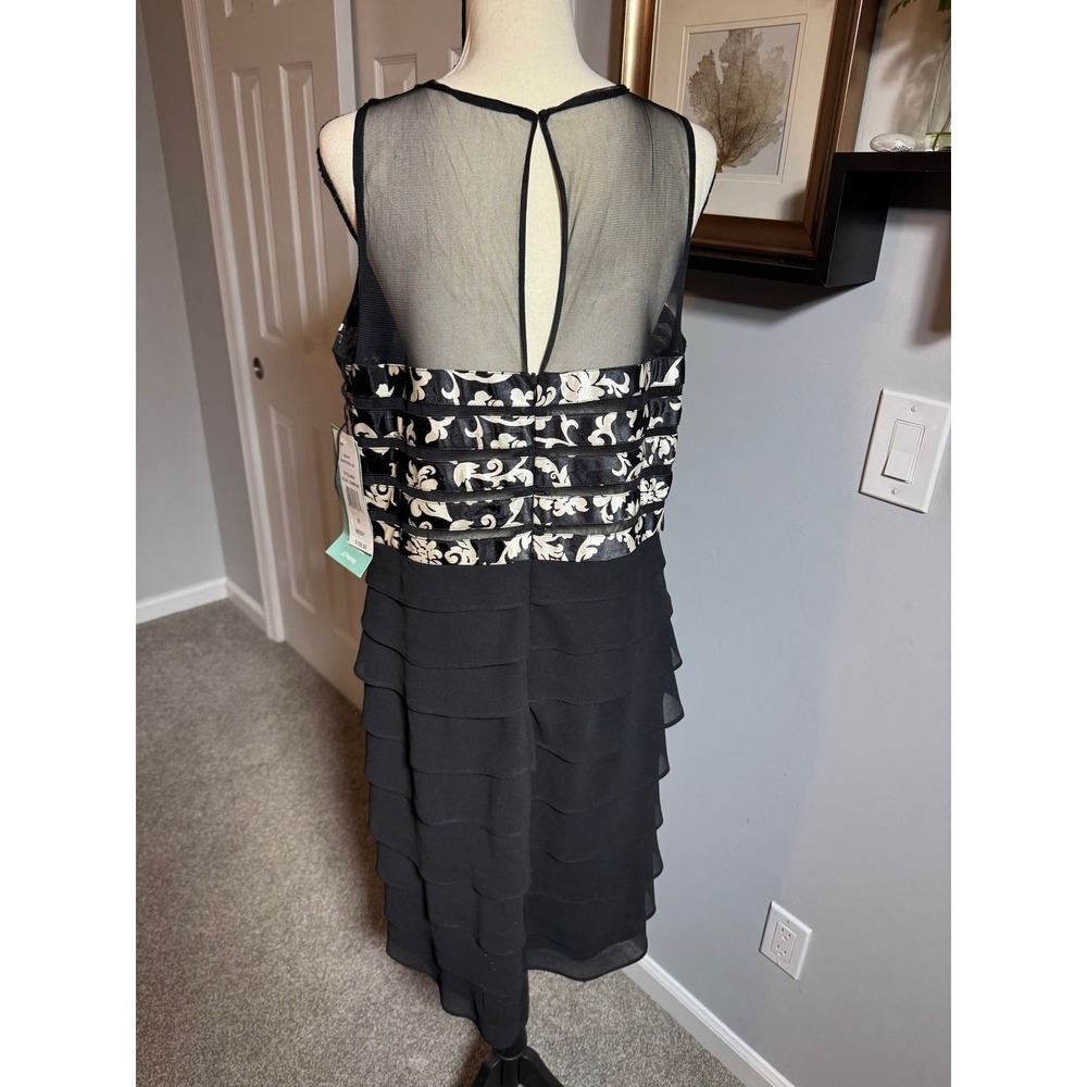 NEW Scarlett Nite Womens Black Gold Damask Tiered Party Cocktail Dress Size 16 - Picture 4 of 8